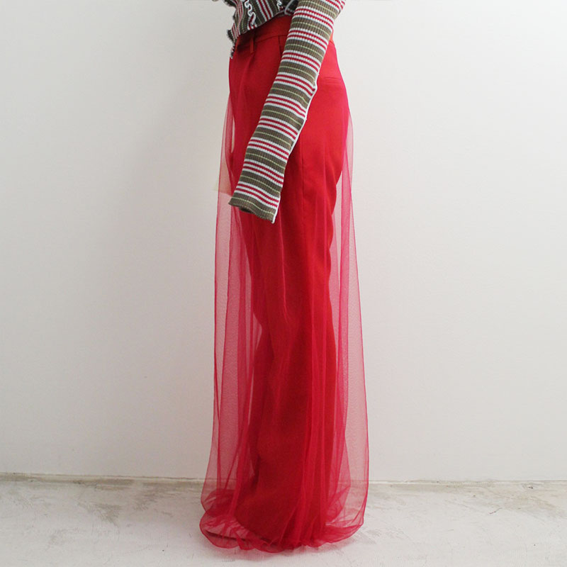 TULLE LAYERED TROUSERS -RED-