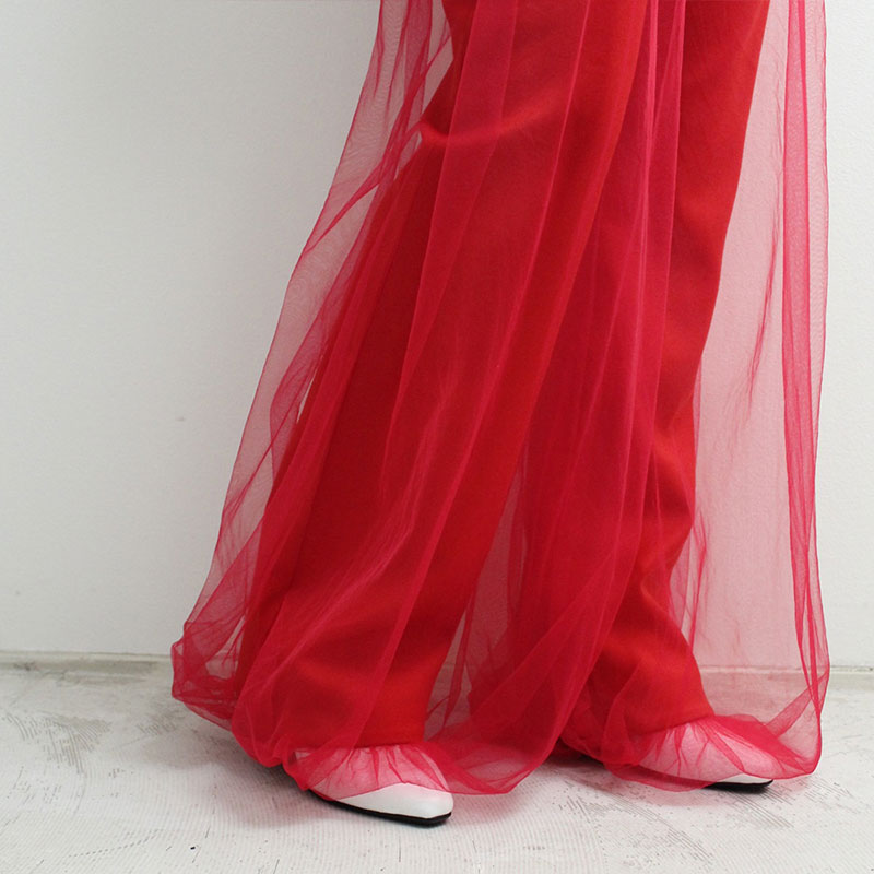 TULLE LAYERED TROUSERS -RED-