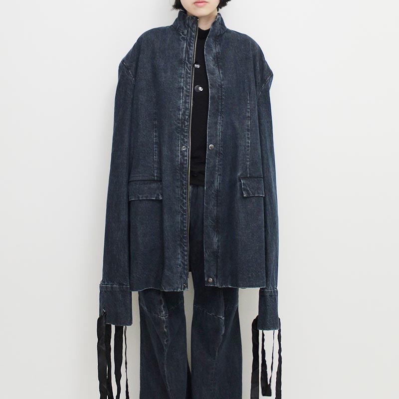 STAND COLLAR OVERSIZED SUIT -NAVY-