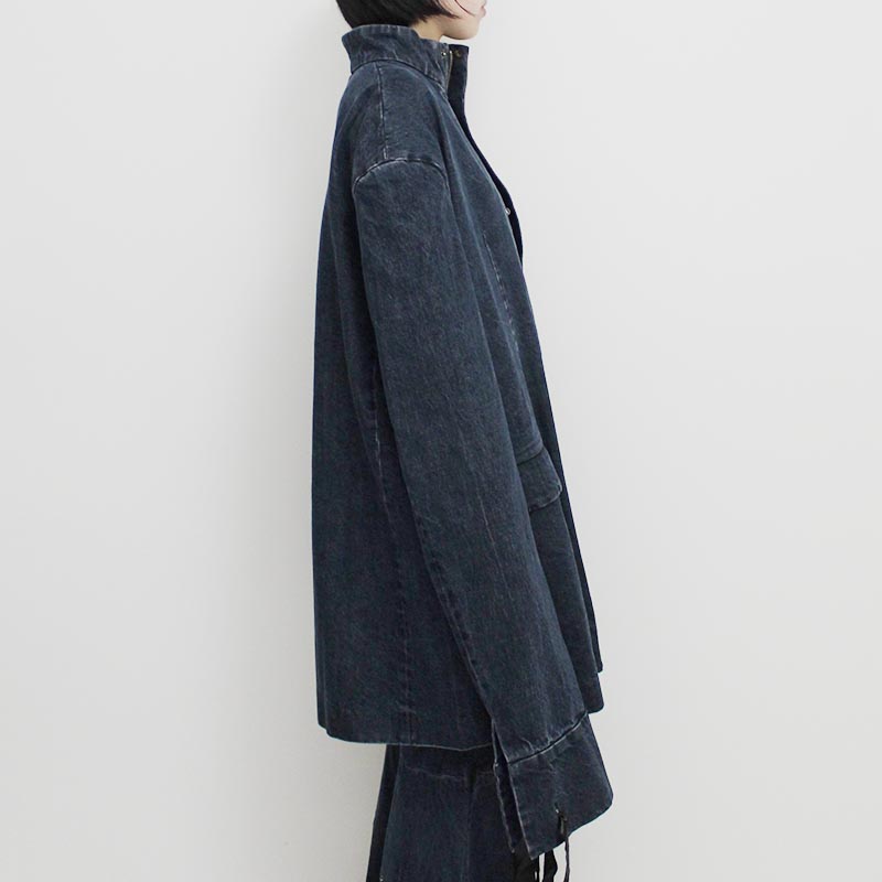 STAND COLLAR OVERSIZED SUIT -NAVY-