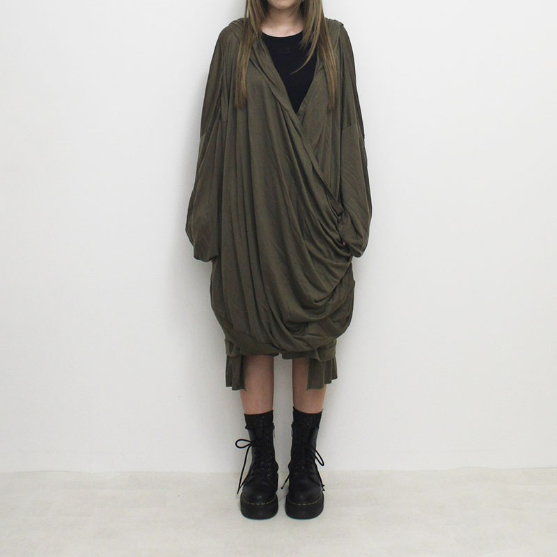 FRONT RUFFLE V-NECK HOODIE -2.COLOR-