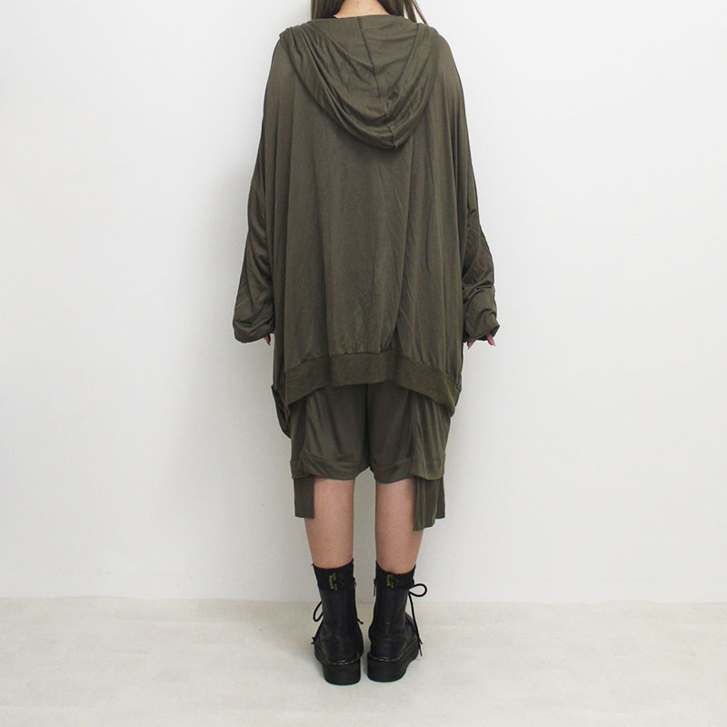 FRONT RUFFLE V-NECK HOODIE -2.COLOR-