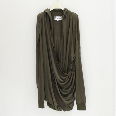 FRONT RUFFLE V-NECK HOODIE -2.COLOR-