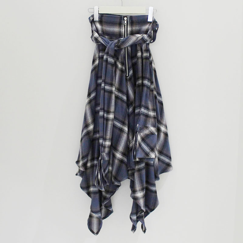 DRAPE SQUARE SK WITH SLEEVE BELT -BLUE-