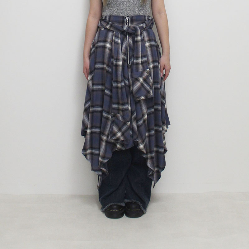 DRAPE SQUARE SK WITH SLEEVE BELT -BLUE-