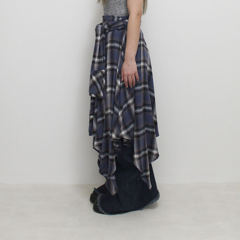 DRAPE SQUARE SK WITH SLEEVE BELT -BLUE-