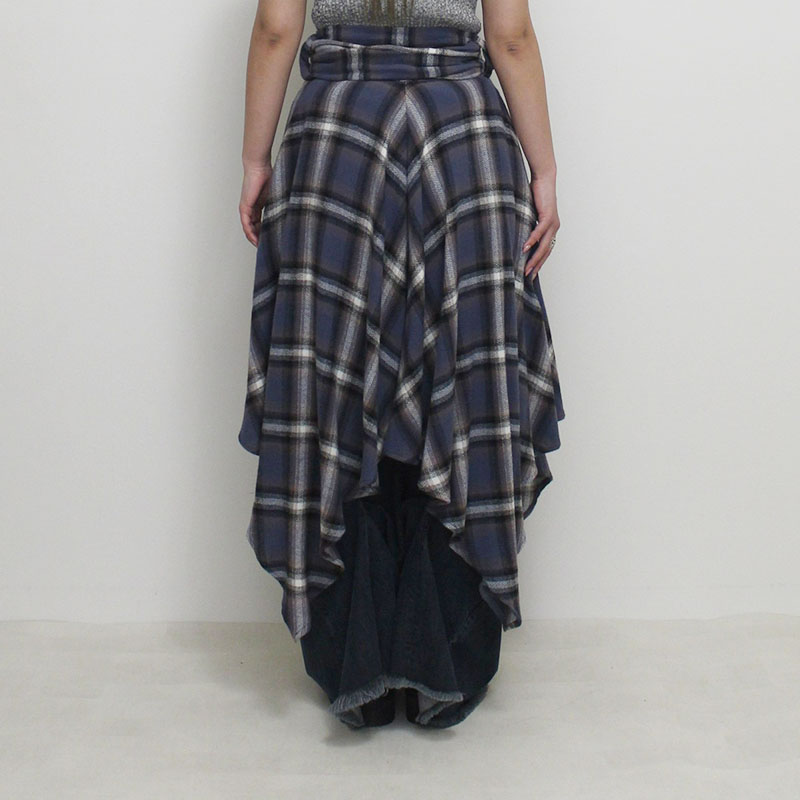 DRAPE SQUARE SK WITH SLEEVE BELT -BLUE-