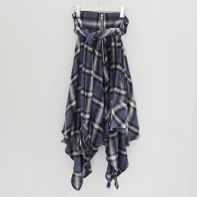 DRAPE SQUARE SK WITH SLEEVE BELT -BLUE-