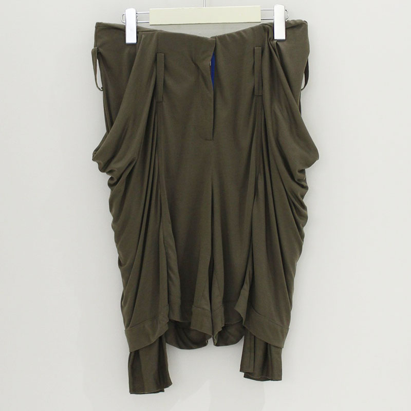 DRAPE POCKET SHORTS -KHAKI-