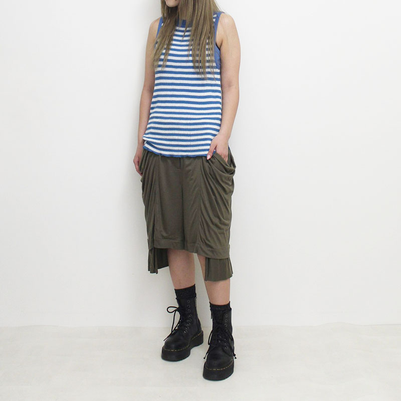 DRAPE POCKET SHORTS -KHAKI-