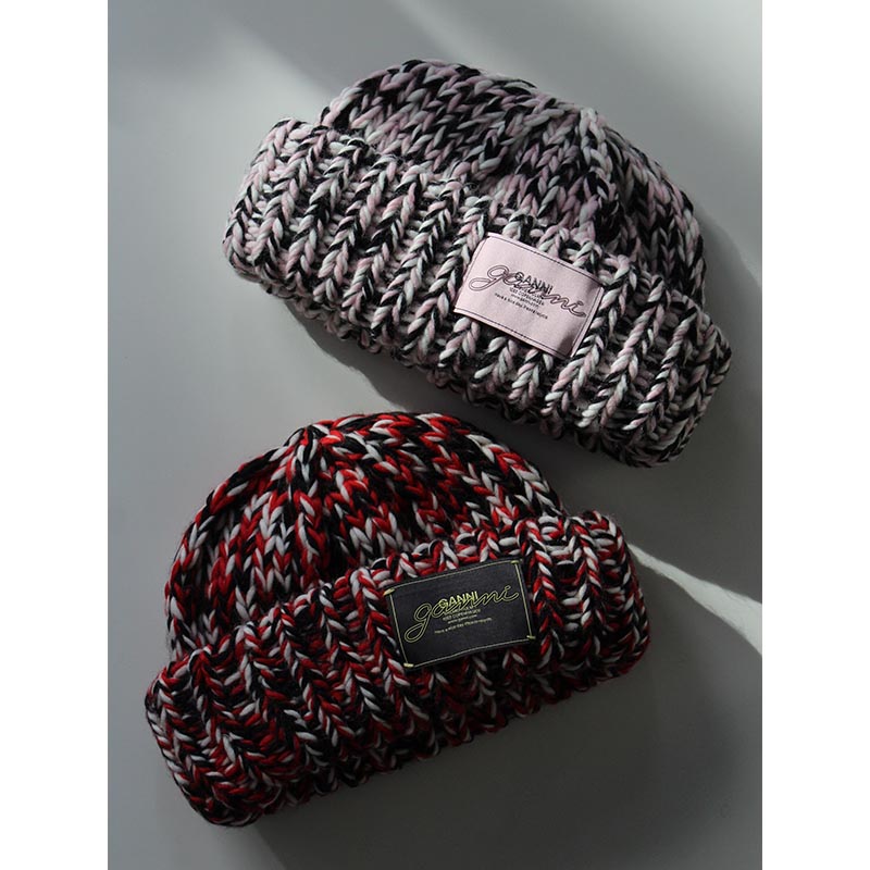 GRAPHIC WOOL HANDKNIT BEANIE -2.COLOR-