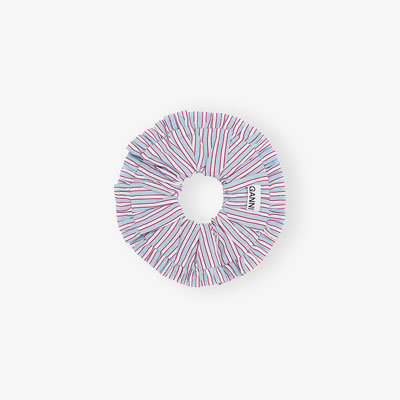 YARN DYED STRIPE FRILL SCRUNCHIE -PINK-