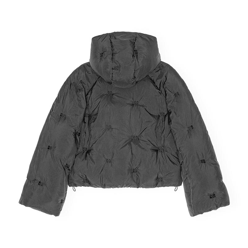 NYLON TECH PUFFER SHORT JKT -BLACK-