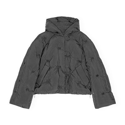 NYLON TECH PUFFER SHORT JKT -BLACK-