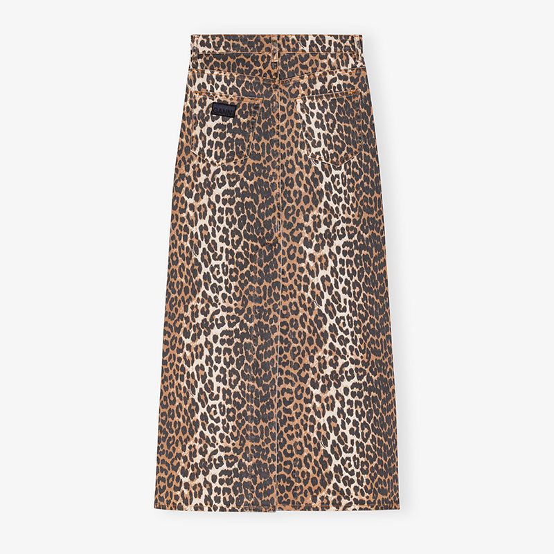 PRINT DENIM MAXI SLIT SK -LEOPARD-