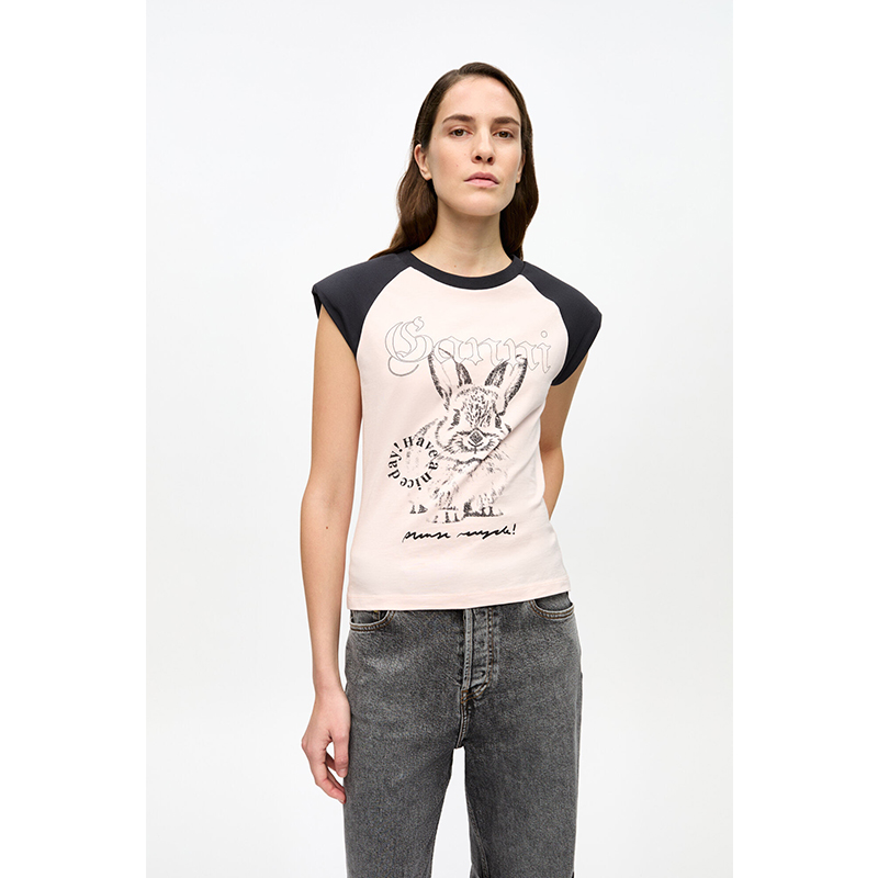 BASIC JERSEY BUNNY RAGLAN T-SHIRT -PINK-