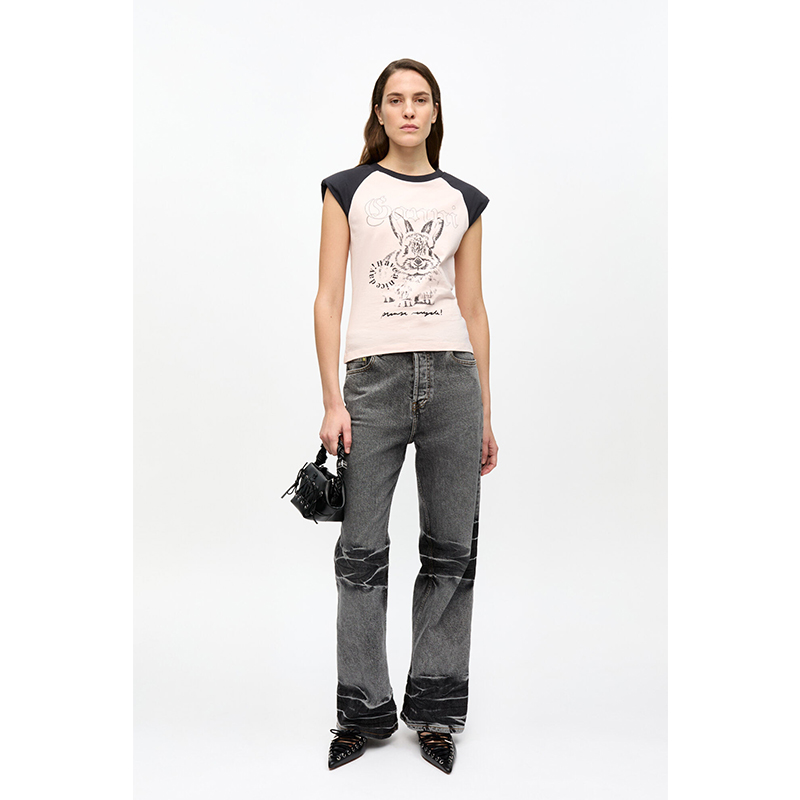BASIC JERSEY BUNNY RAGLAN T-SHIRT -PINK-