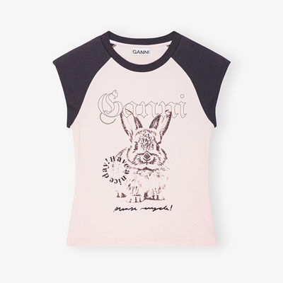 BASIC JERSEY BUNNY RAGLAN T-SHIRT -PINK-