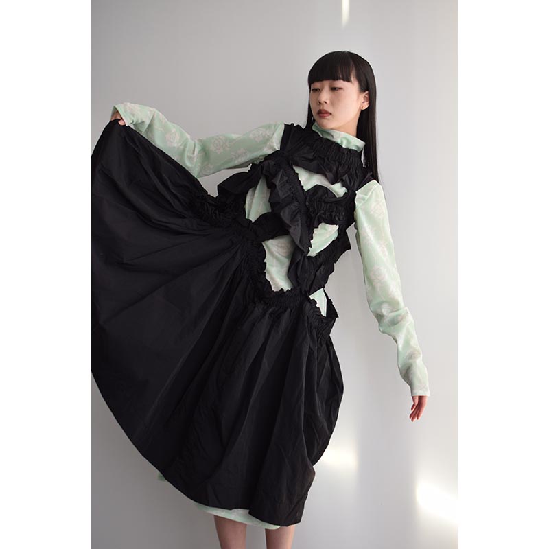 【HOUGA】kiki frill dress (black)