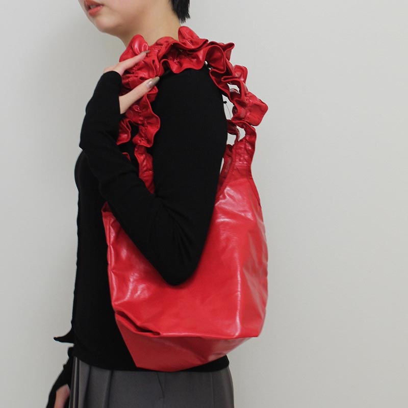 SHOULDER ON LOVE LEATHER MINI -RED-