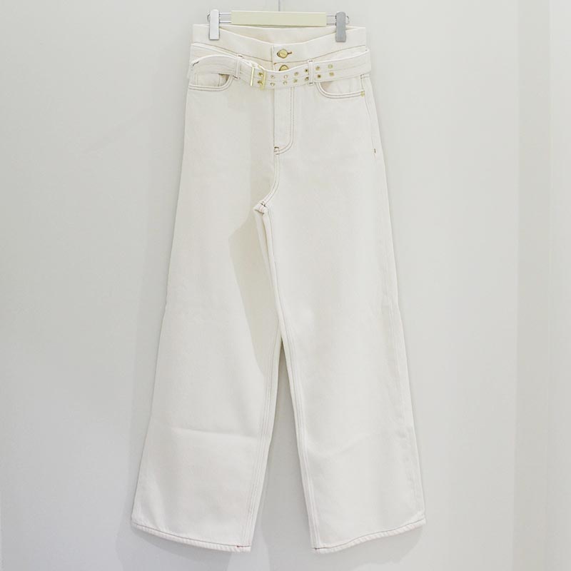 HEAVY DENIM PAPERBAG JEANS -WHITE-