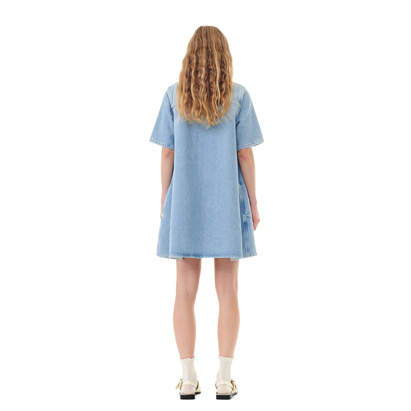 HEAVY DENIM MINI DRESS -BLUE-