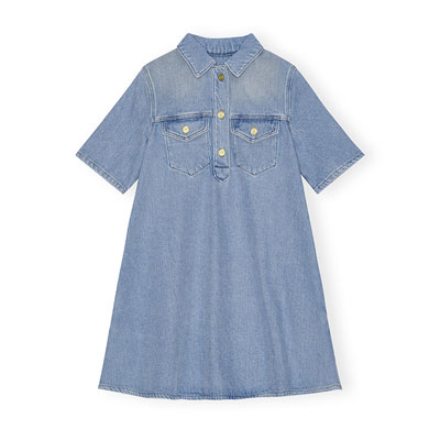 HEAVY DENIM MINI DRESS -BLUE-