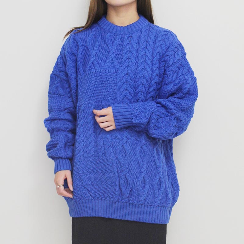 MULTI STITCH ARAN CREW PULLOVER -2.COLOR-