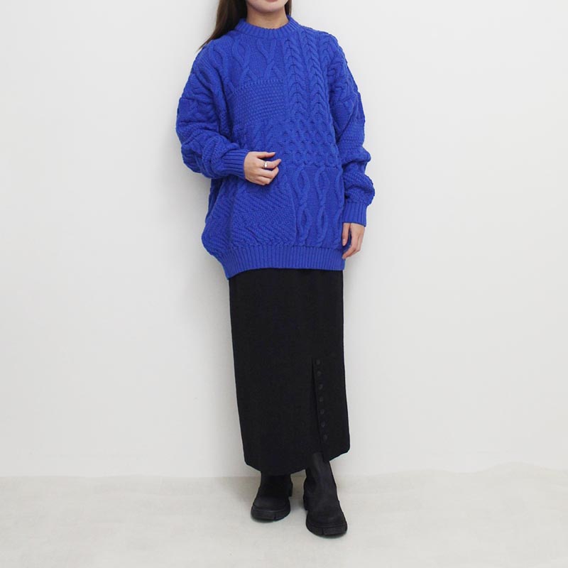 MULTI STITCH ARAN CREW PULLOVER -2.COLOR-