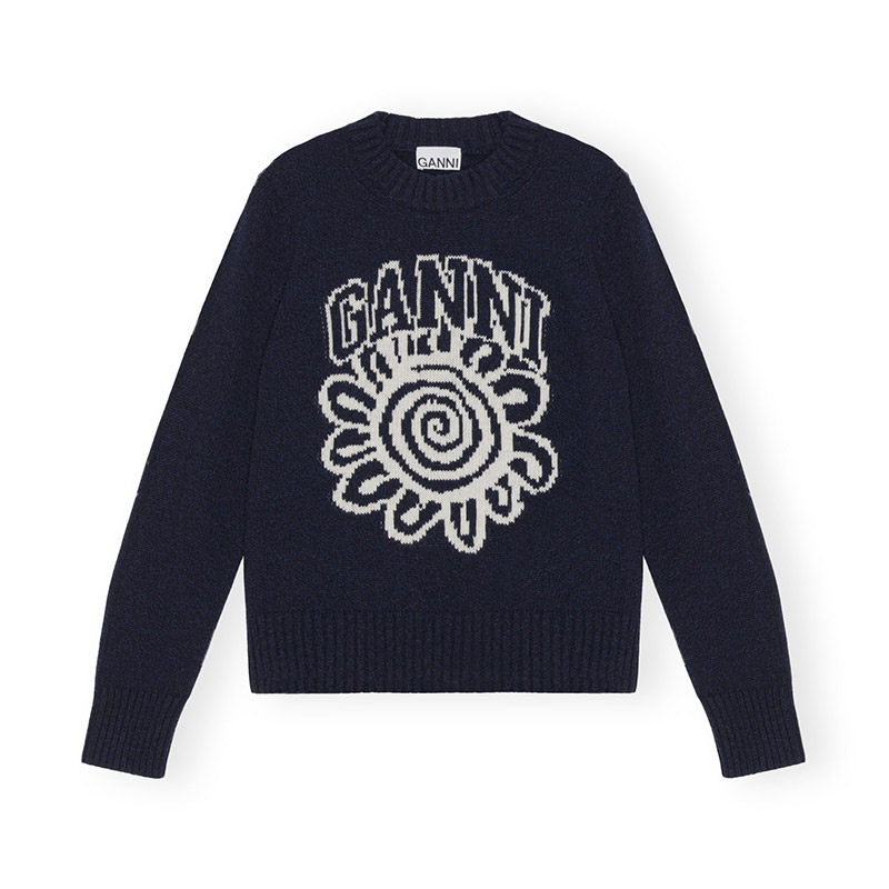 GRAPHIC O-NECK PO FLOWER -NAVY- | IN ONLINE STORE