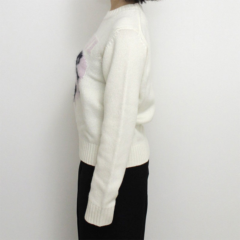 GRAPHIC SOFT WOOL MIX O-NECK -IVORY-