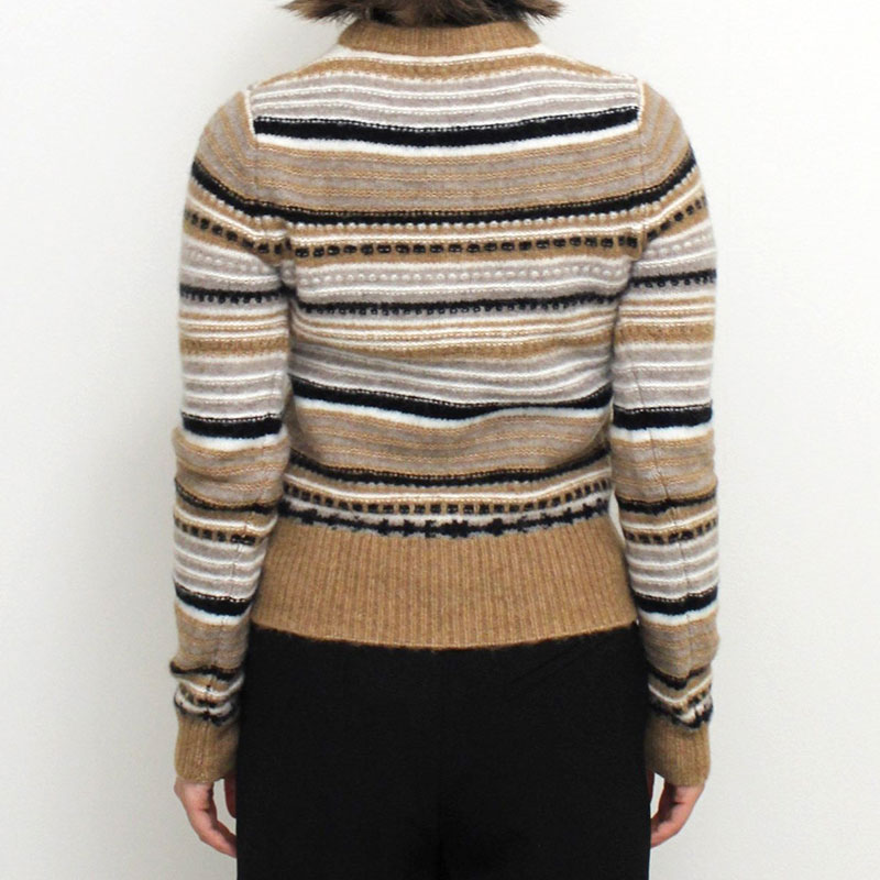 SOFT WOOL STRIPE CARDIGAN -BROWN-