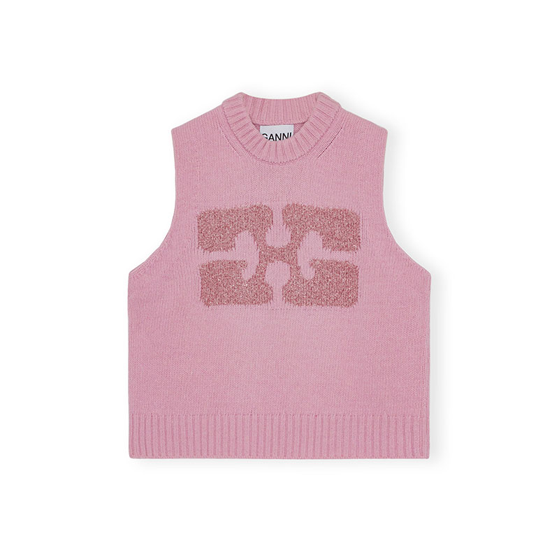 GRAPHIC WOOL MIX VEST -2.COLOR-(PINK)