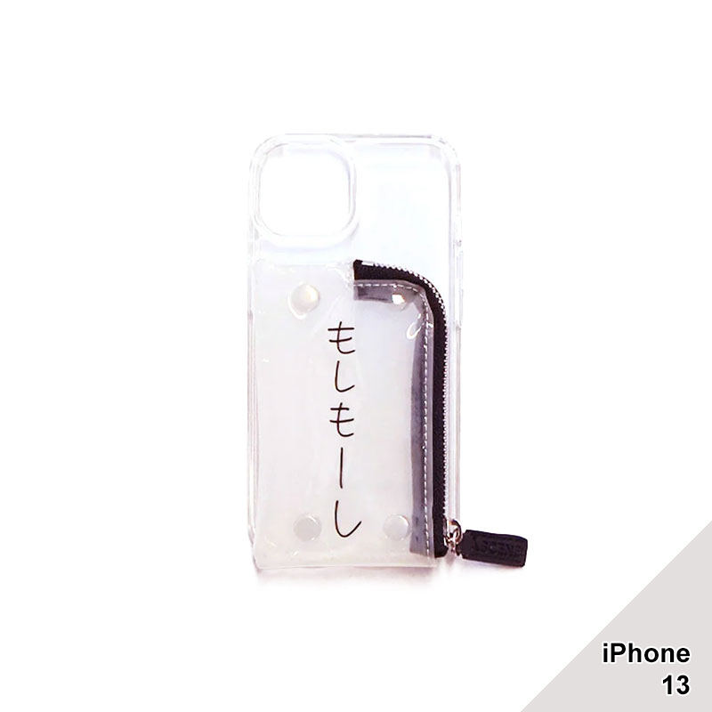 【iPhone13 対応】KENKAGAMI×A SCENE B&C PVC CLEAR CASE -2.TYPE/2.COLOR-(もしもーし(WHITE))