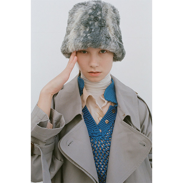 FUR LAMPSHADE HAT -GRAY- | IN ONLINE STORE