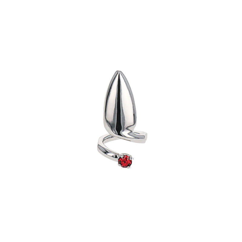 LUCE RED NAIL RING -SILVER/RED-