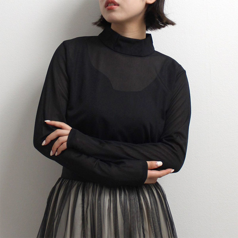 SHEER LAYERED TOP -BLACK- | IN ONLINE STORE