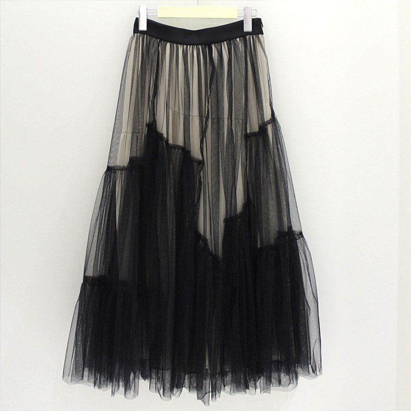 LEAF VEIN TULLE SK -BLACK- | IN ONLINE STORE