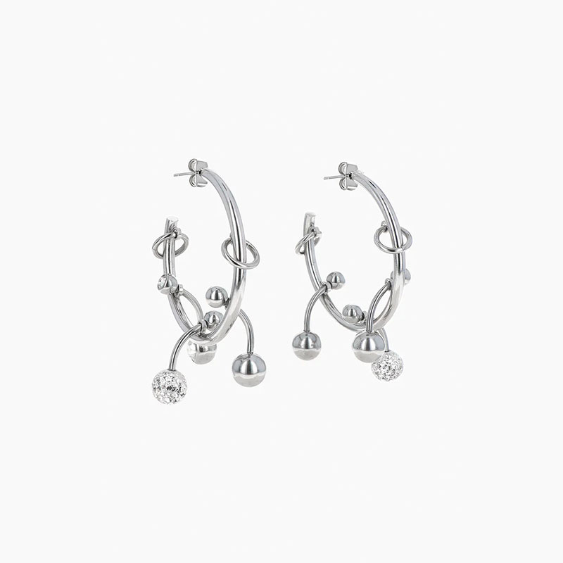 NEVE CRYSTAL EARRINGS -SILVER-