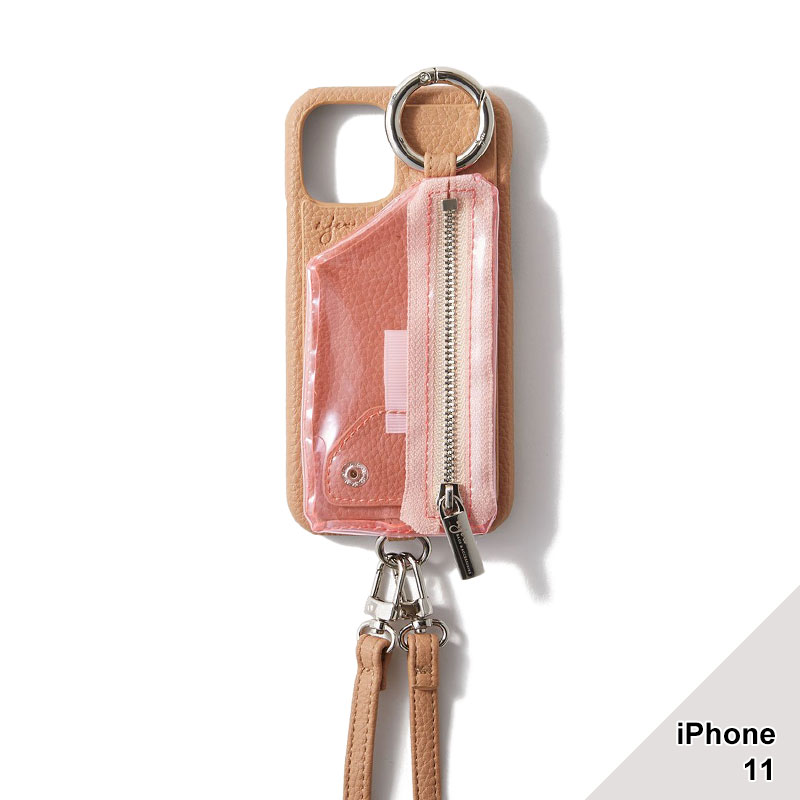 【iPhone11 対応】PVC ZIPPHONE CASE SHOULDER 23SS -3.COLOR-(ベージュ)