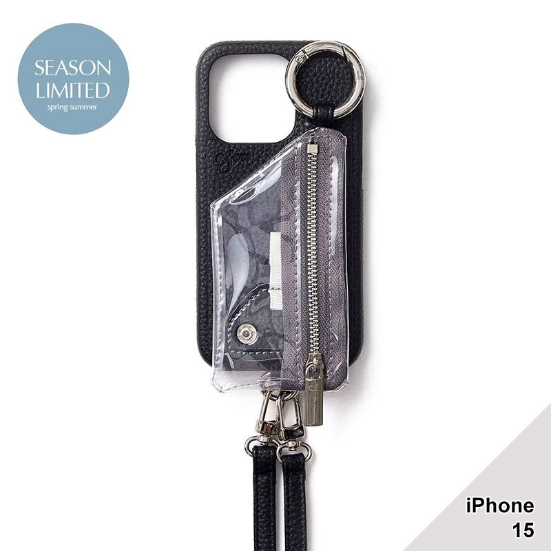 【iPhone15 対応】PVC ZIPPHONE CASE SHOULDER -4.COLOR-(BLACK)