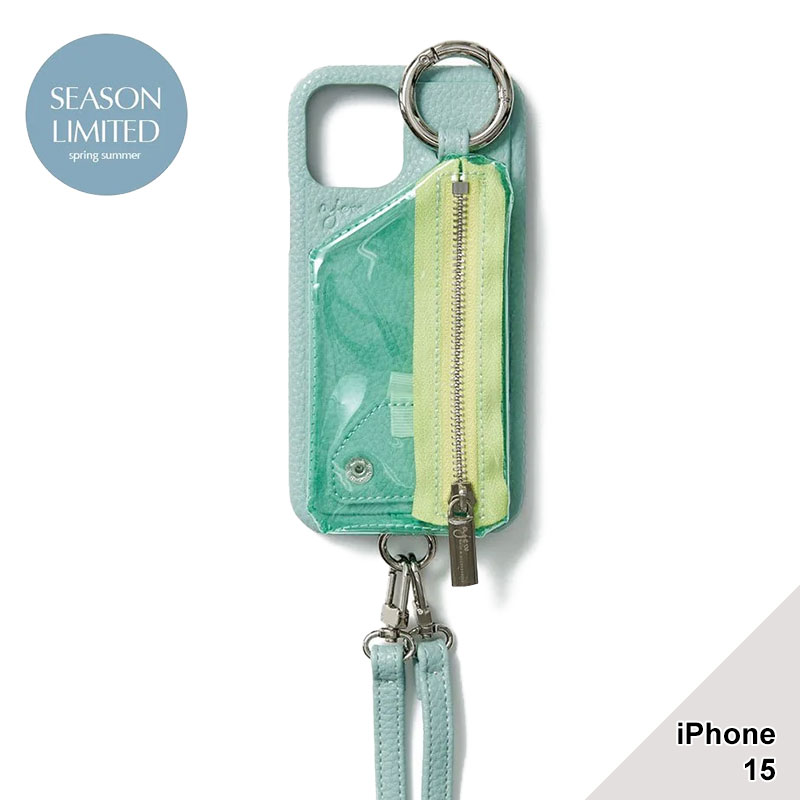 【iPhone15 対応】PVC ZIPPHONE CASE SHOULDER -4.COLOR-(MINT)