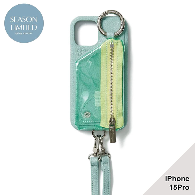 【iPhone15Pro 対応】PVC ZIPPHONE CASE SHOULDER -4.COLOR-(MINT)