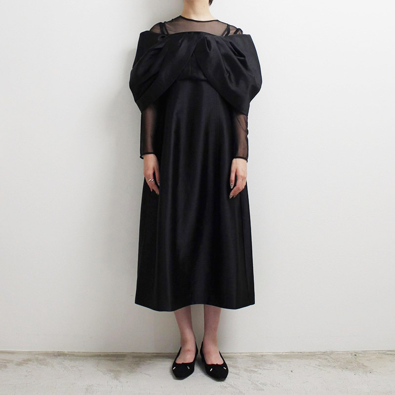 BALLOON SLEEVE 2WAY DRESS -BLACK- | IN ONLINE STORE