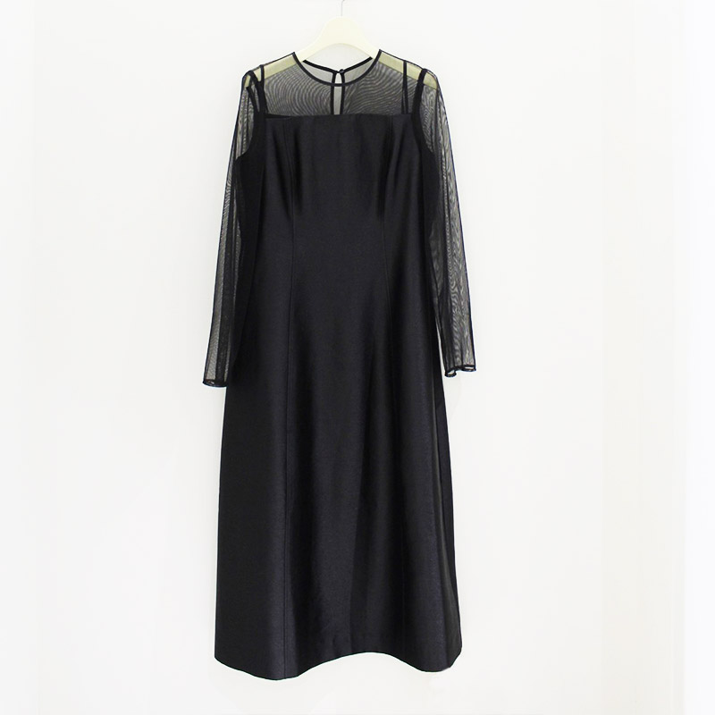 BALLOON SLEEVE 2WAY DRESS -BLACK- | IN ONLINE STORE