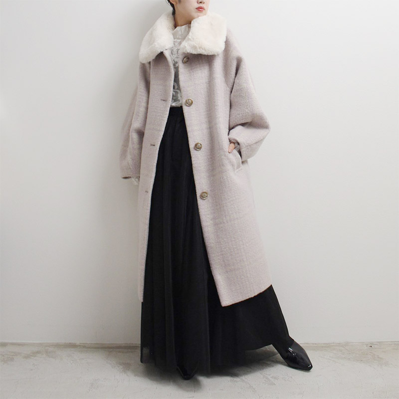 SHAGGY CHECK COAT -LAVENDER- | IN ONLINE STORE