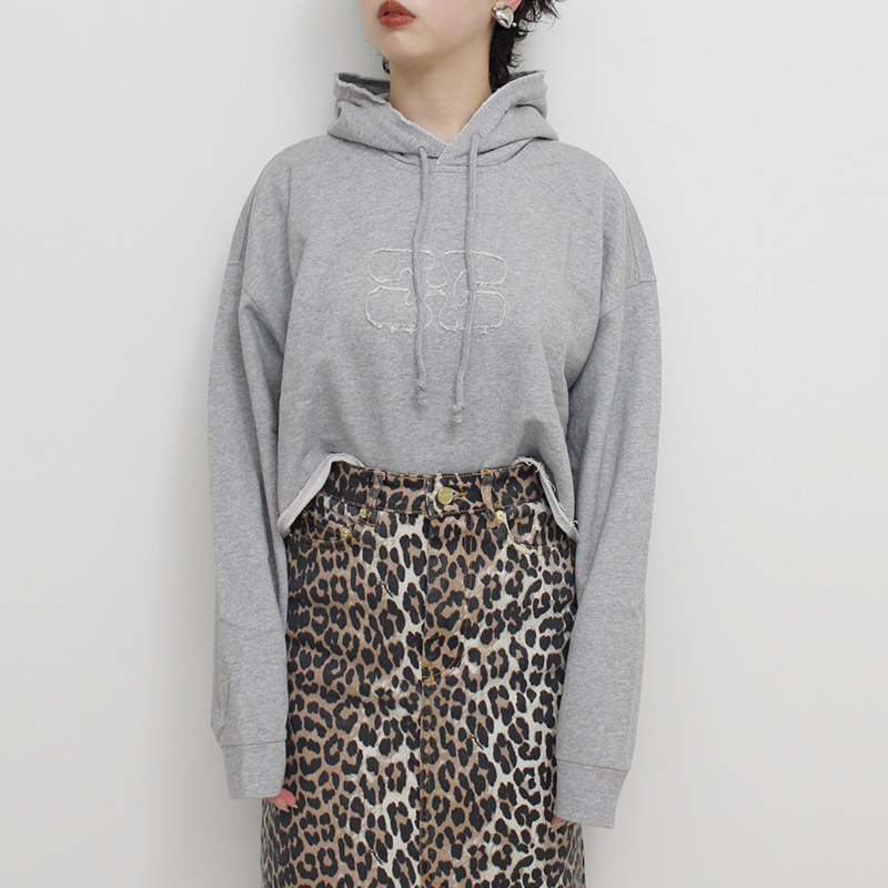 ISOLI CROPPED OVERSIZED HOODIE -GRAY-