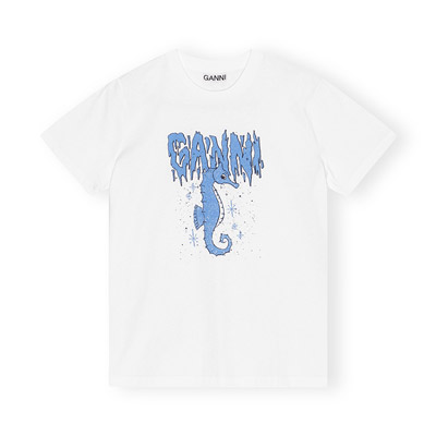 BQSIC JERSEY SEAHORSE RELAXED T-SHIRT -WHITE-