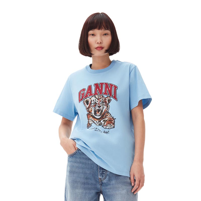 BASIC JERSEY TIGER RELAXED T-SHIRT -BLUE-