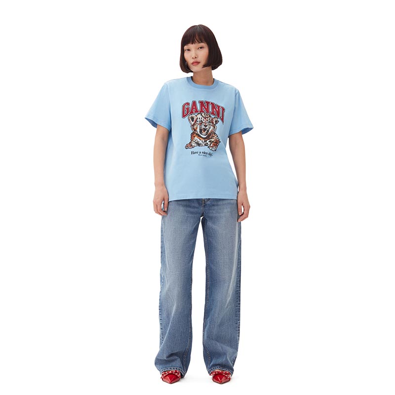 BASIC JERSEY TIGER RELAXED T-SHIRT -BLUE-